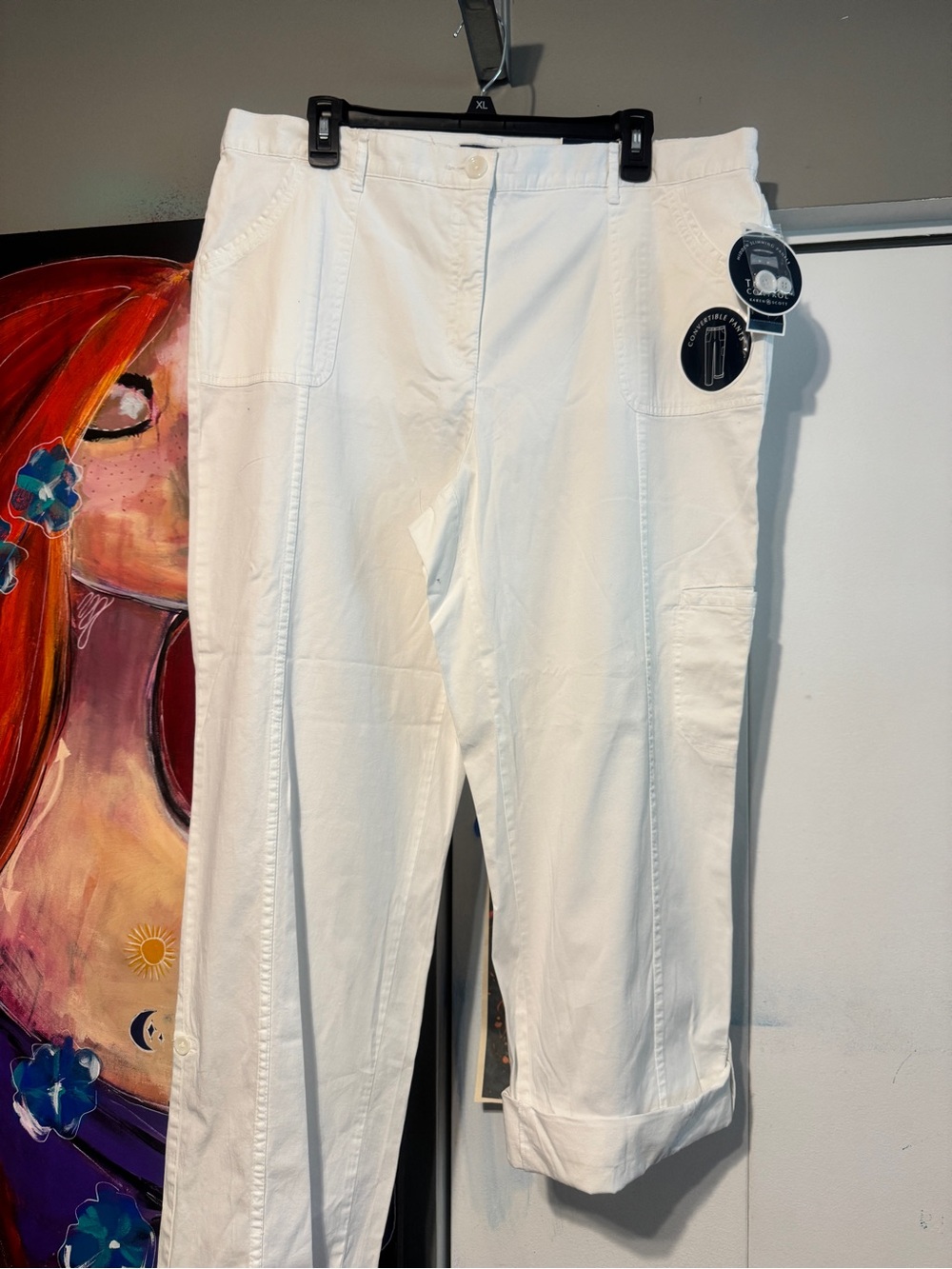 NWT Karen Scott crisp white cargo pants sz 16